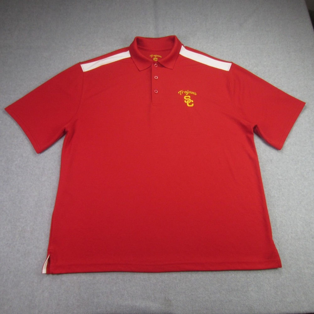 USC Trojans Polo Shirt Mens‎ 2XL Red University Southern California Golf SS Polo